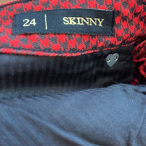 Juicy Couture red/black herringbone skinny jeans very “Oi!”/Tank Girl size 24 - Picture 5 of 7